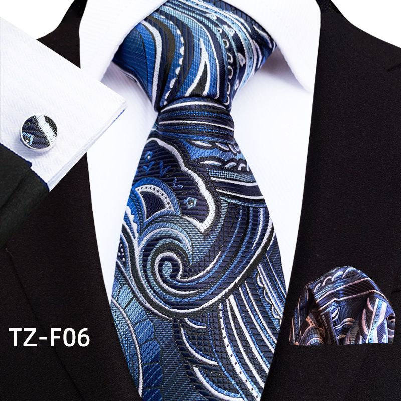 Yongfengzhi 2025 Paisley Waist Flower Men's Tie Pocket Square Cuff Three-Piece Set_voghion.com