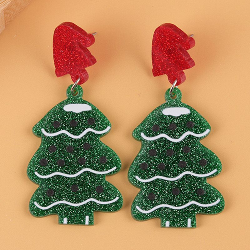 Orecchini pendenti creativi con campanella in acrilico, personalizzati con albero di Natale e maglione da uomo anziano_voghion.com