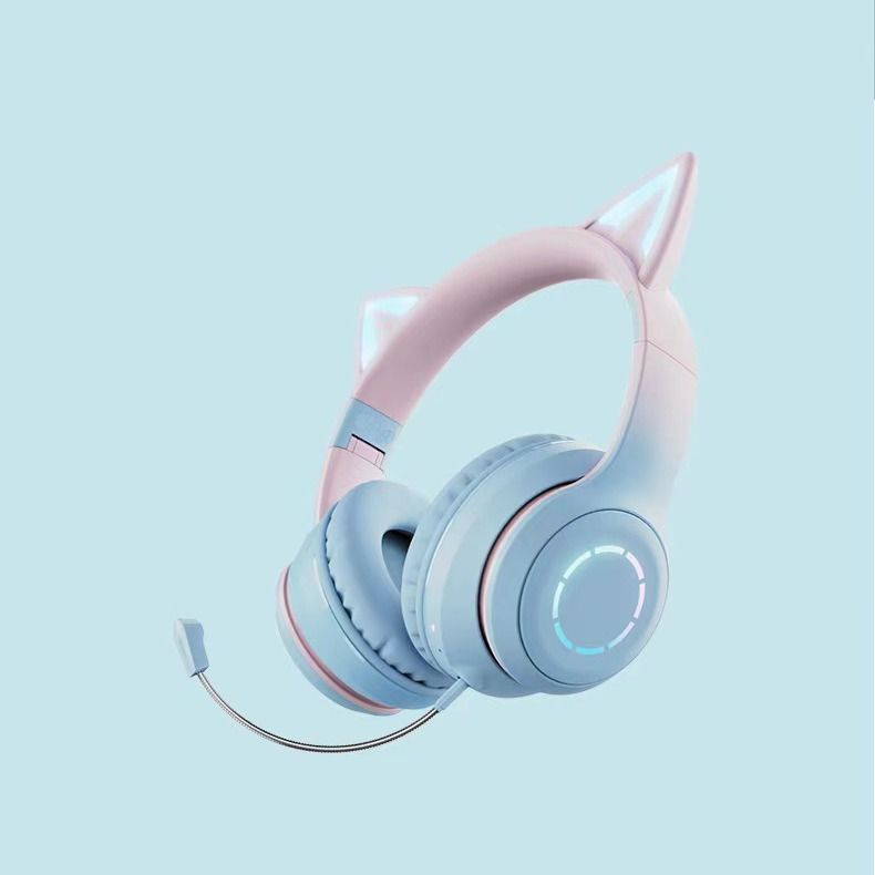 Nuovo B39 PRO Cat Ear Glow Game Wireless Gradient Color Headworn Auricolari Bluetooth Auricolari da gioco_voghion.com
