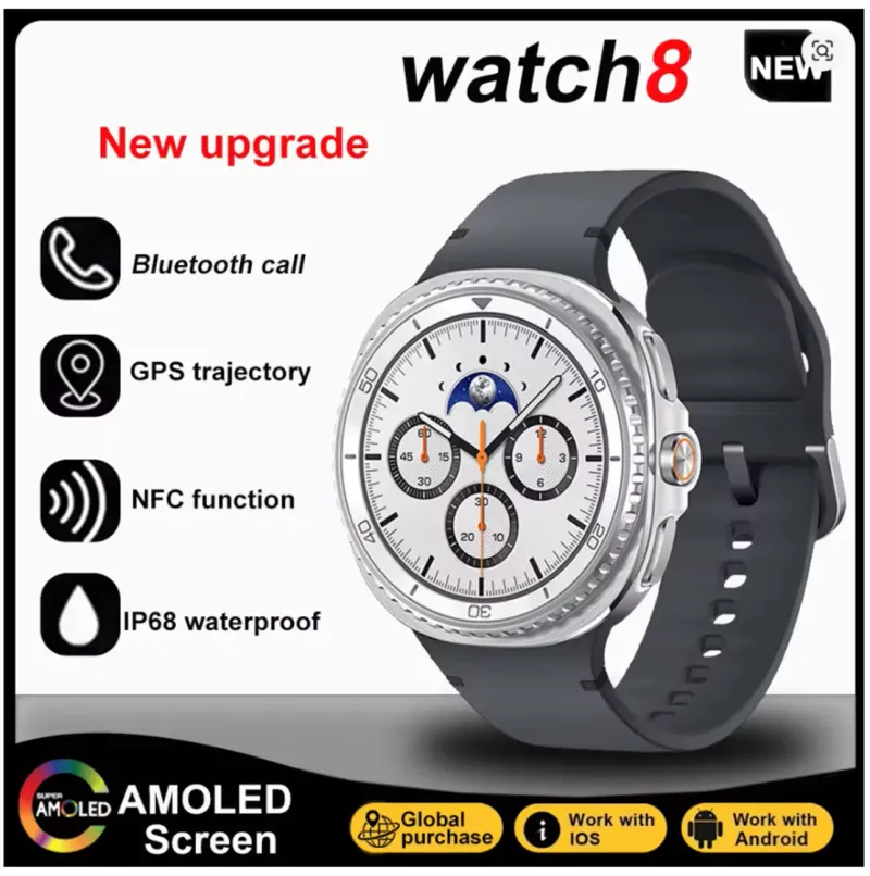 8 Classic Smart Watch Men HD AMOLED Screen GPS Motion Trajectory Heart Rate Bluetooth Call 1.53 SmartWatch New_voghion.com