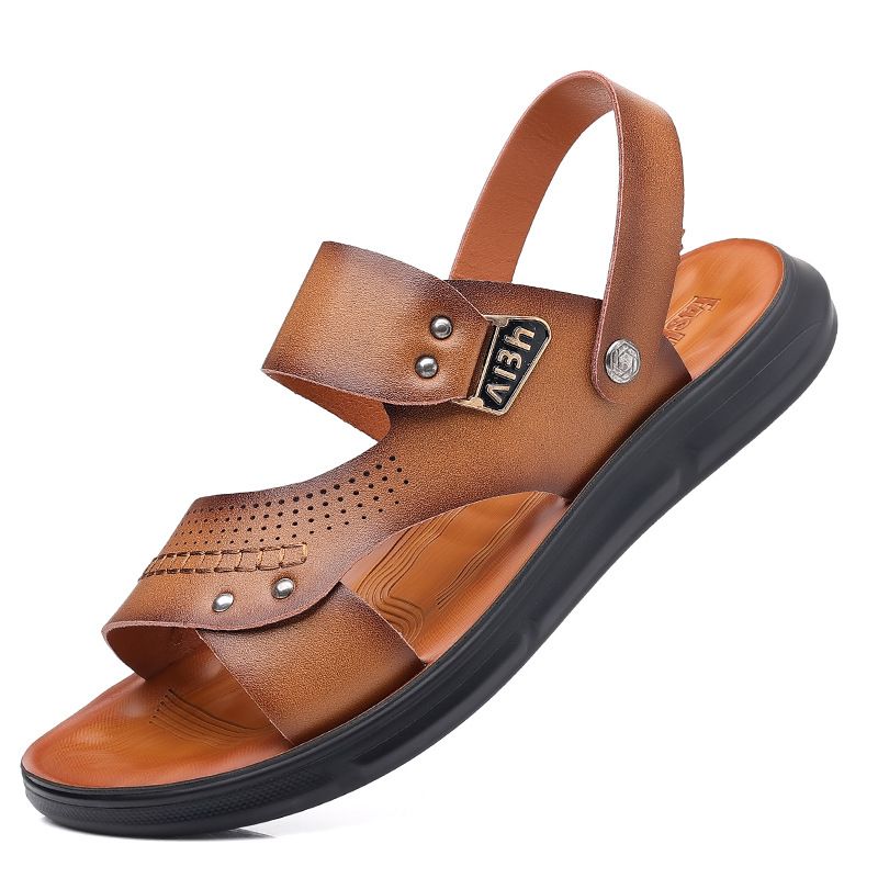 Sandals, Summer Beach Dual Use For Cooling And Dragging, 2025 New Leather Trendy Soft Soled Men's, Casual Non Slip_voghion.com