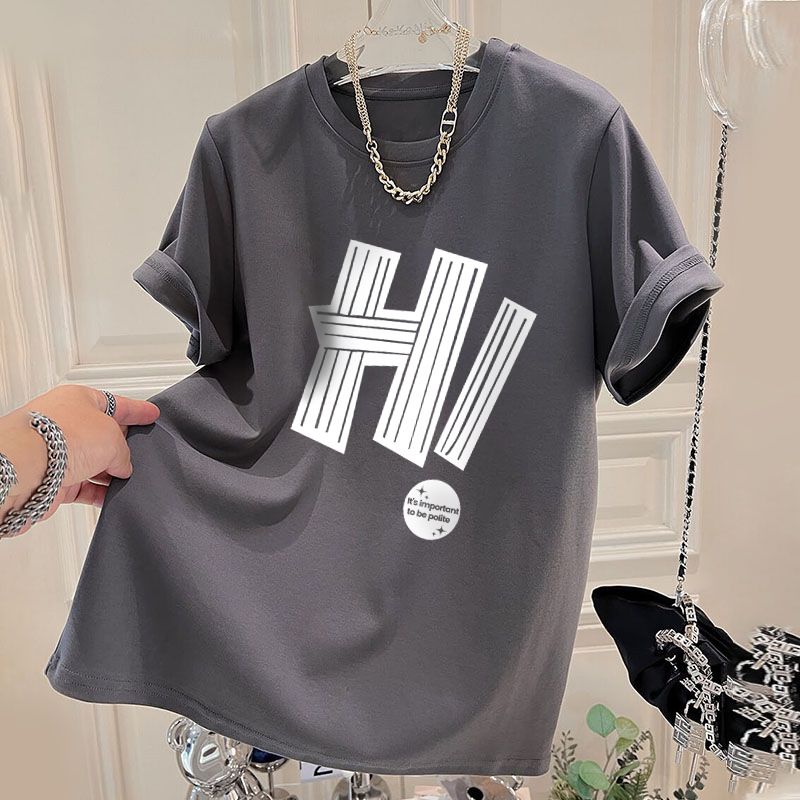 Women's summer new loose slimming fashion advanced sense all-match letter style top_voghion.com