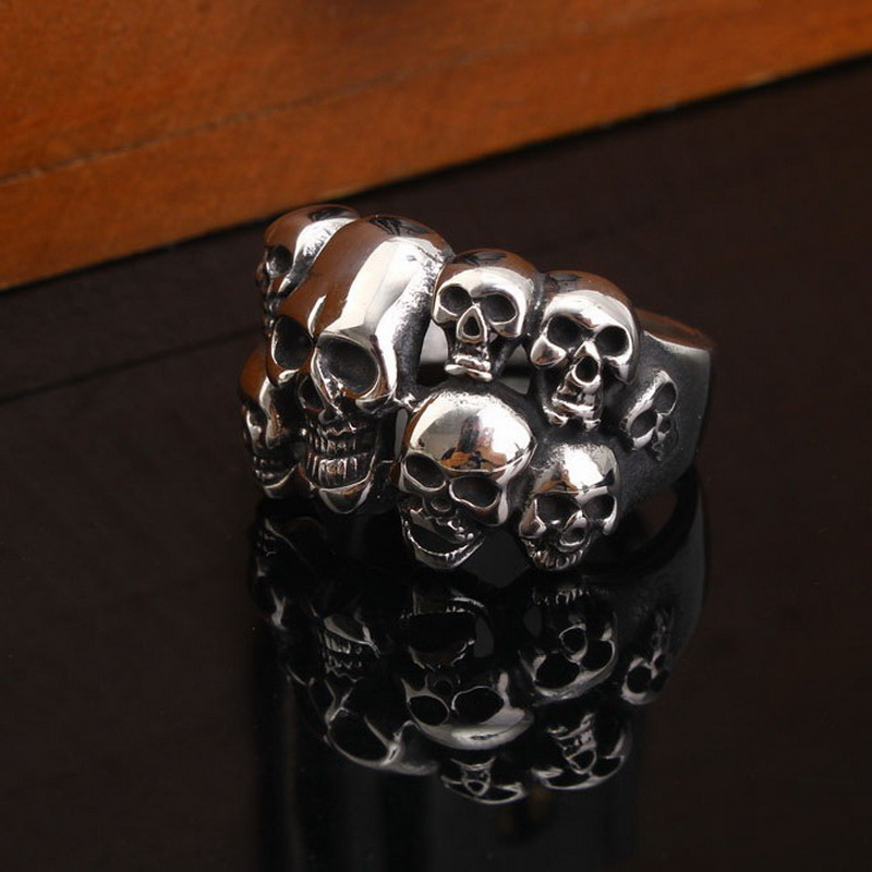 Bague gothique à la mode pour homme, tête de mort, vintage, en alliage, punk, motard, fantôme, lourd, sucre_voghion.com