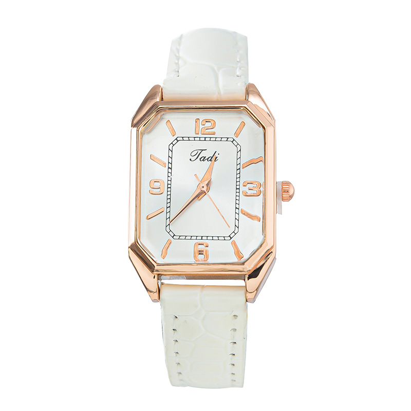 Pinduoduo 2024 Trendy New Bright Belt Women's Square Fashion Digital Scale Quartz Watch_voghion.com