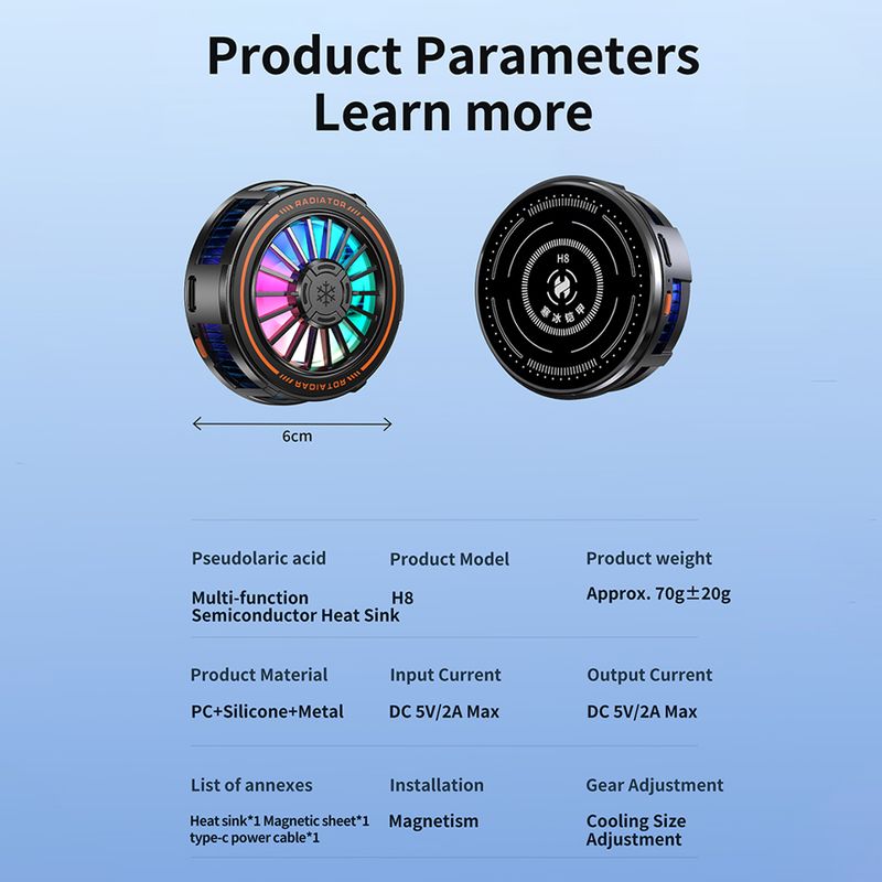 8 Mobile Phone Cooler Round Shaped Semiconductor Cooling Fan Radiator For IOS Android Magnetic Heat Sink_voghion.com