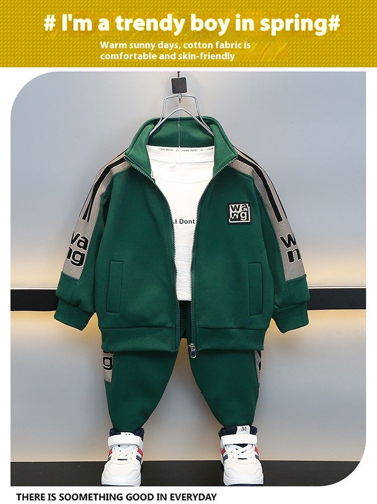 Ensemble Cardigan pour garçons, nouvelle édition coréenne pour enfants, beaux garçons et bébés, vêtements de printemps décontractés deux pièces, automne 2024_voghion.com