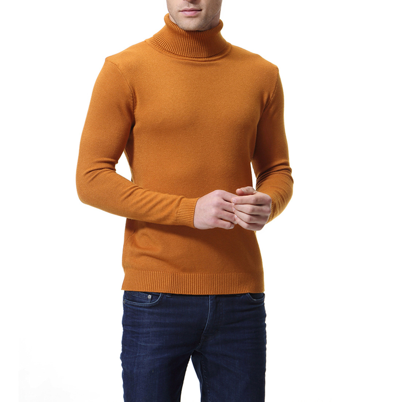 Maglione da uomo in maglia a collo alto – Pullover slim fit in misto cotone (traspirante, antipiega, 6 colori classici, abbigliamento casual invernale)_voghion.com