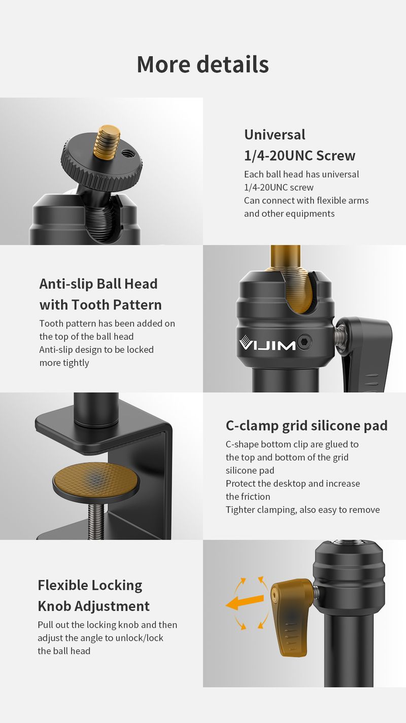 VIJIM LS10 LS11 Montage Bureaustandaard met Flexibele Hulparm Overhead Camera Webcam Tafel Fotografie Studio kit_voghion.com