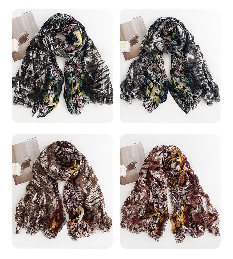 Sciarpa stampata in cashmere personalizzata alla moda nuova primavera 2024, morbida e delicata sulla pelle, multifunzionale, con nappe_voghion.com