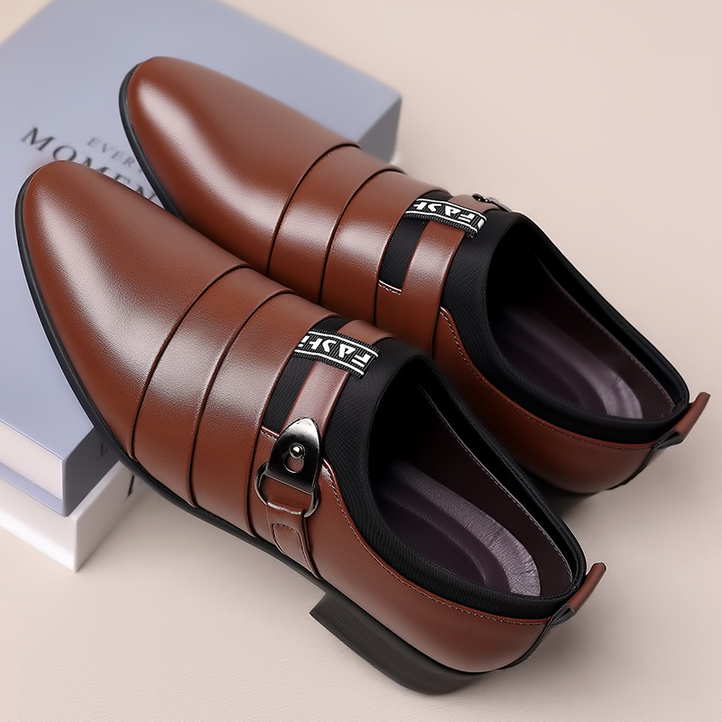 Formal Shoes For Man Dress Leather Shoes Oxfords Shoes Comfortable Pointed-Toe Business Casual Shoes Slip-On_voghion.com
