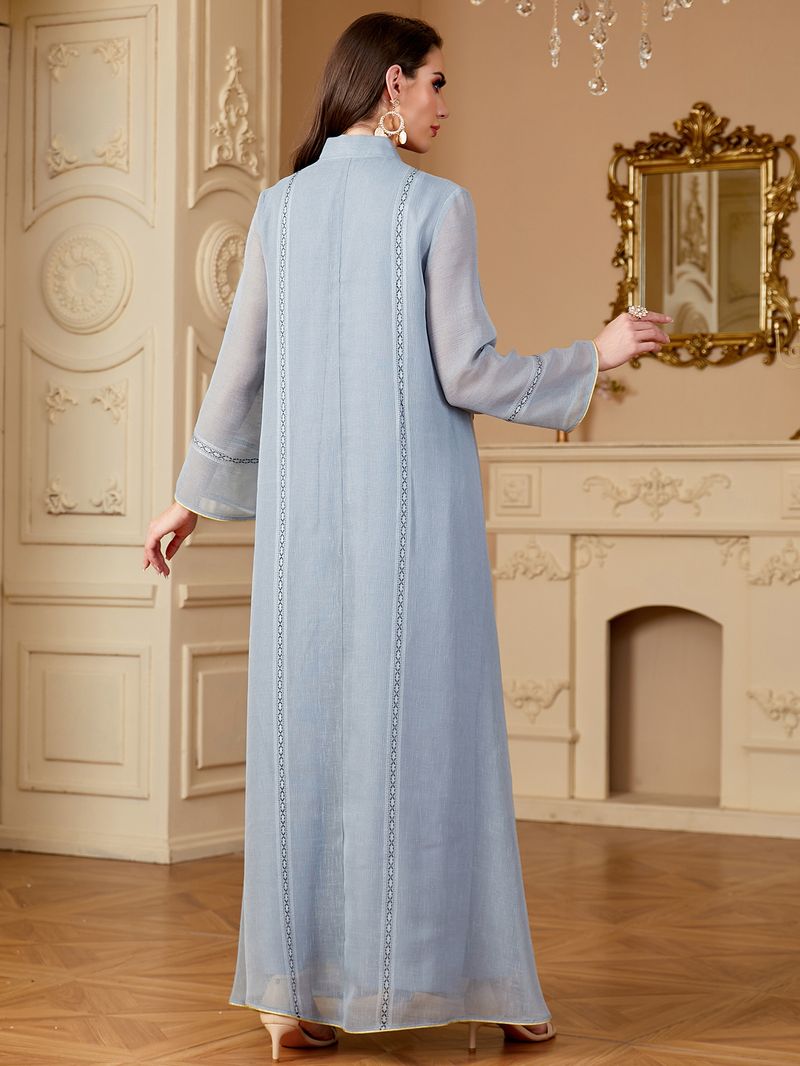 Women's Clothing Muslim Middle East Sleeved Abaya Sequined Long Skirt Saudi Arabia Dubai Dress_voghion.com