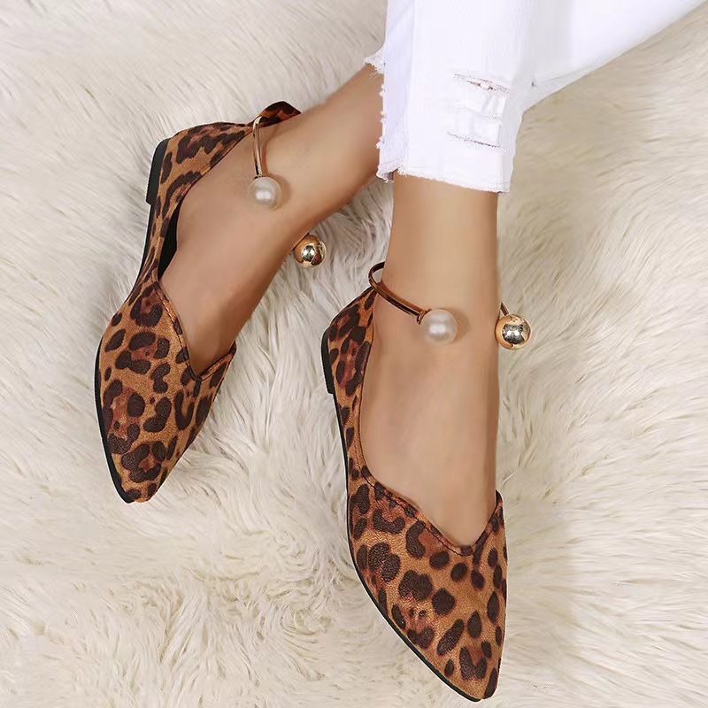 Scarpe da donna di grandi dimensioni, scarpe da donna autunnali, nuove, con stampa leopardata, a punta, basse, con fondo piatto, casual, scarpe singole da donna, un passo_voghion.com