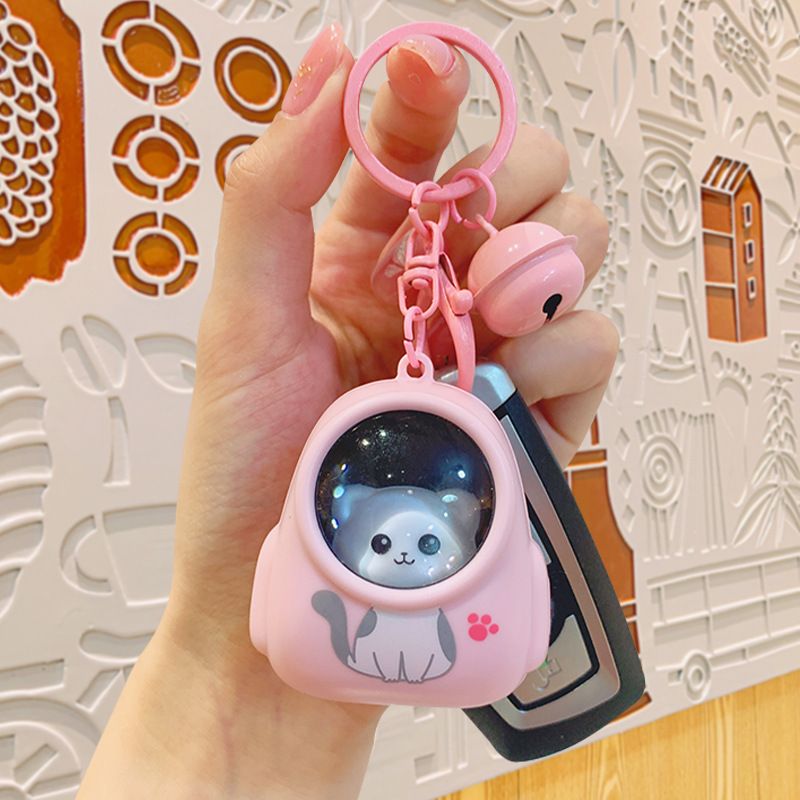 Porte-clés lumineux en forme de chat astronaute pour sac à dos, accessoire de décoration de sac, pendentif, cadeau pour camarades de classe_voghion.com