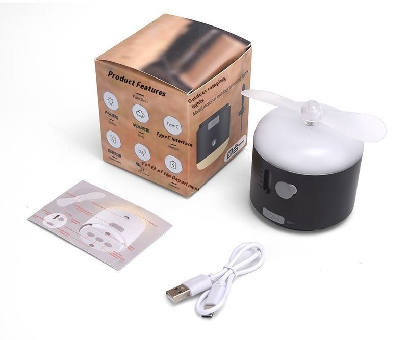 Ventilador multifuncional, batería de larga duración, linterna para acampar al aire libre, recargable, para tienda de campaña, luz repelente de mosquitos_voghion.com