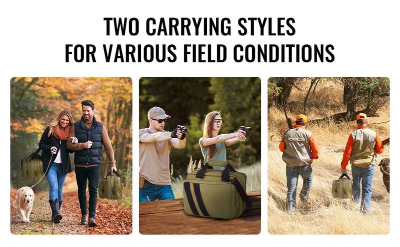 VEVOR Range Bag For 2 Pistols Tactical Gun Bag 2 Built-in Pistol Bags Brown, Range Bag For Handguns Gun Case Bag With Lockable Zipper For Shooting Range Outdoor Hunting_voghion.com