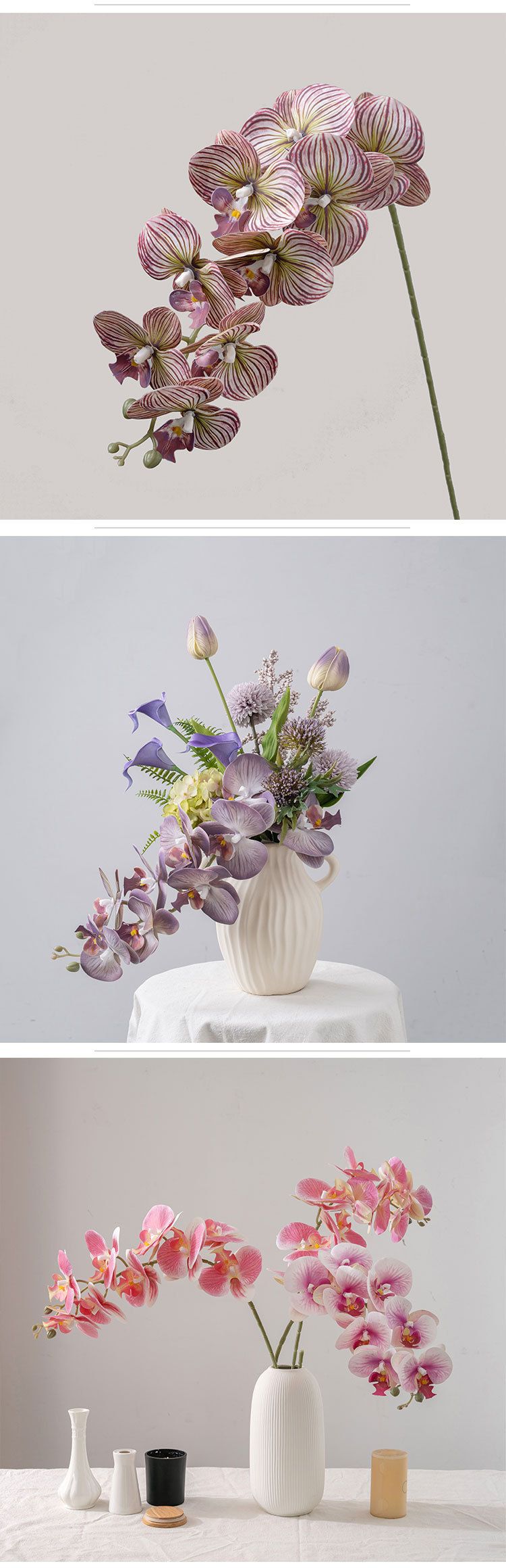 Artificial & Dried Flowers Green Plant Milk Candy Nine Head Hand Feel Moisturizing Phalaenopsis Artificial Flower Flower Wedding Decorations_voghion.com