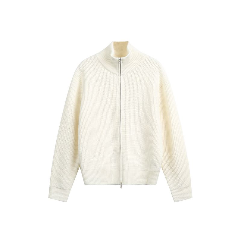 Confucianism And Mencius Knitted Men's High Neck Sweater Couple Style Cardigan Coat Can Be Layered Autumn Top Solid_voghion.com