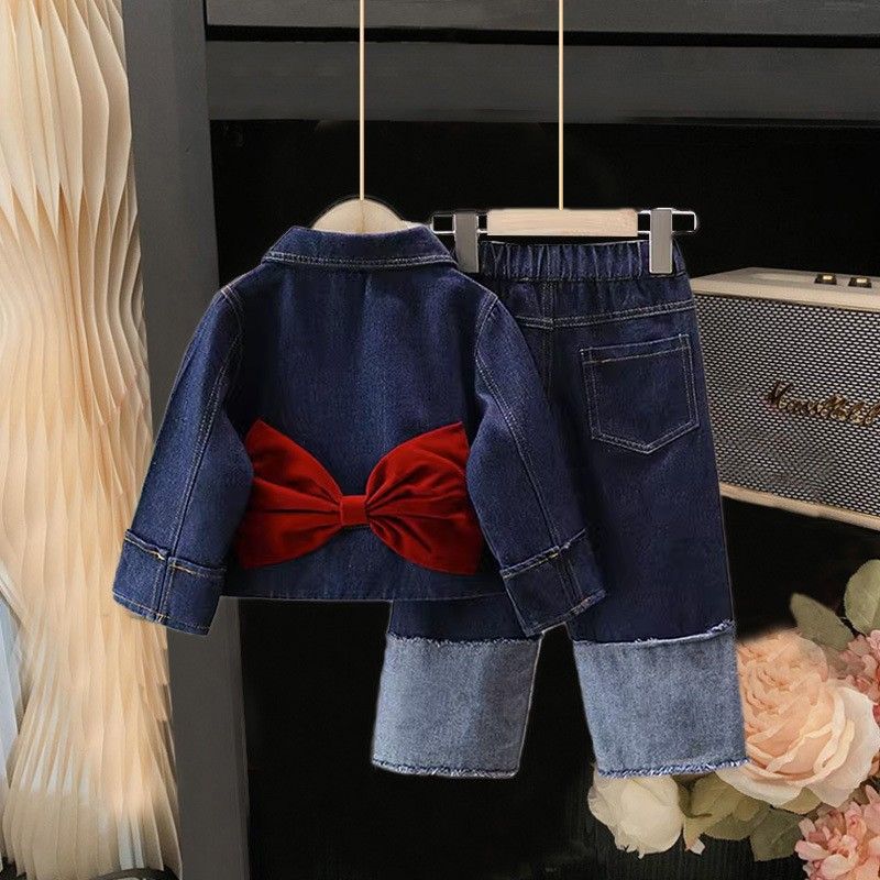 Mädchen Denim Anzug Herbst Neue Kinder T-Shirt Weste Weite Beinhose Dreiteiliger Anzug Weibliches Baby Koreanische Herbstkleidung_voghion.com