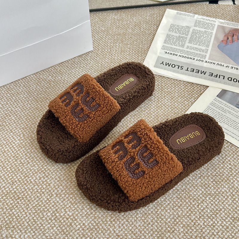 Morbide per le donne, nuovo stile autunnale, moda con lettere, abbigliamento di alta qualità per la casa e per l'esterno, pantofole invernali in cotone_voghion.com