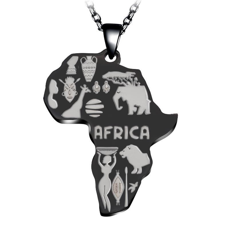 Schmuck & Zubehör Heißer verkauf karte halskette persönlichkeit hip hop tier elefant anhänger halskette schmuck_voghion.com