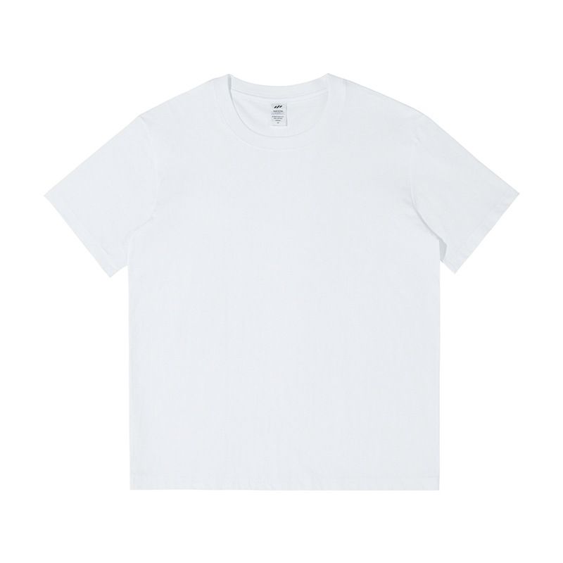 2025d Drei Seewale|230g Kurzarm Xinjiang Gekämmte Baumwolle Herren Einfarbig Weiß Trendy Lose Blank T-Shirt_voghion.com