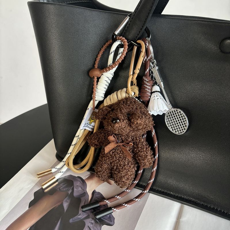 Ciondoli per borsa, ciondolo con bambola di peluche, portachiavi Mini Badminton, ciondolo per borsa in corda intrecciata_voghion.com