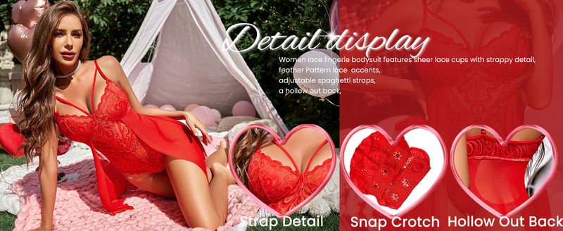 Nuisette en dentelle à imprimé floral pour femme_voghion.com