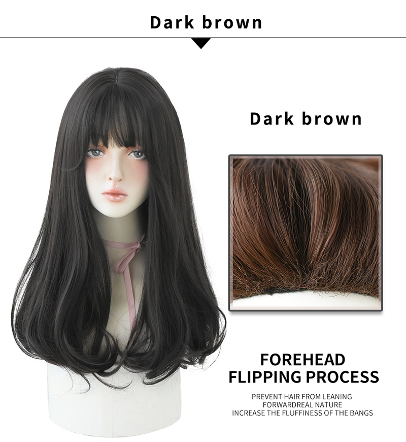 Hett säljande 7JHHWIGS Långt Rakt Syntetiskt Ljusbrunt Med Lugg För Kvinnor Värmebeständigt Dagligt Hår Hett säljande Partihandel Peruker_voghion.com