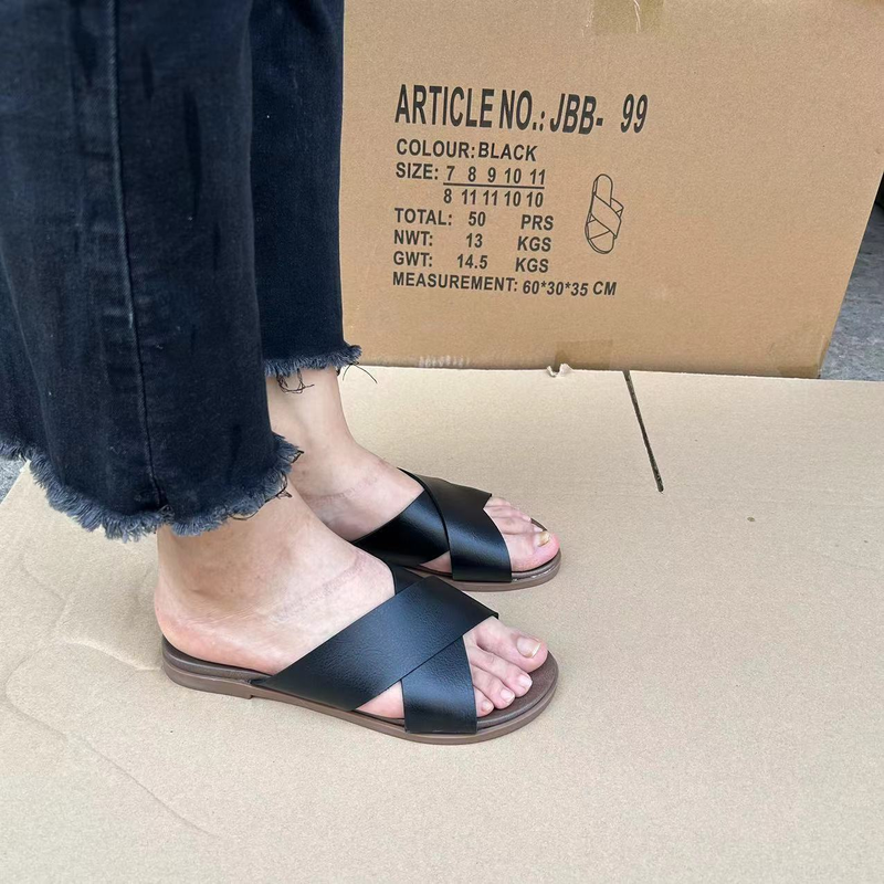 Damenschuhe, einzelne Cross-Face-Damenhausschuhe, bequeme und modische neue Damenschuhe mit Gummisohle_voghion.com