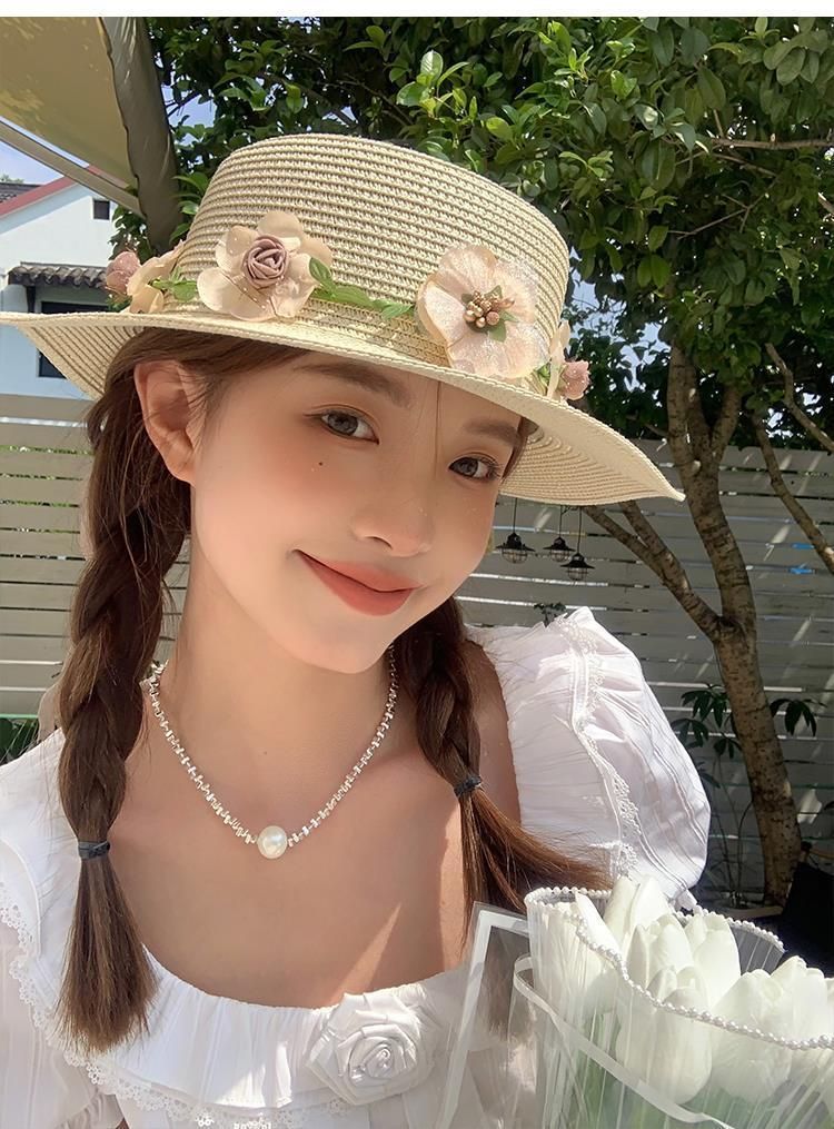 Cappello estivo con protezione solare, cappello da spiaggia, cappello di paglia intrecciato_voghion.com