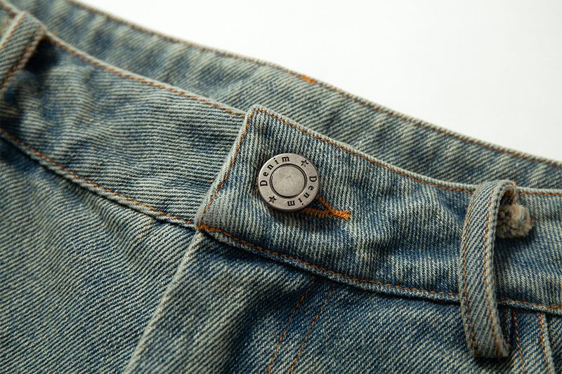 Îmbrăcăminte bărbătească Pantaloni scurți din denim rupți, spălați, cu gradient retro, de vară, personalizați, cu margini brute_voghion.com