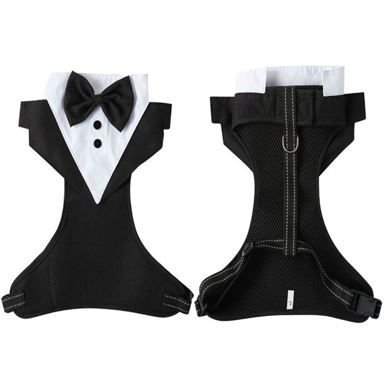 Costume da smoking per cani, camicia formale, abito da cerimonia per cani, giacca nera, abito da cucciolo, principe, abito con papillon, gilet per cani di piccola taglia e gatto._voghion.com