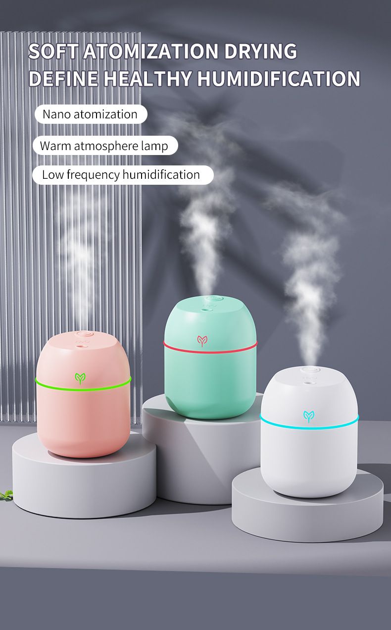 USB Air Humidifier With Aromatherapy & Night Light - Compact Desktop Humidifier For Home, Office, Car - Quiet Ultrasonic Mist Maker_voghion.com
