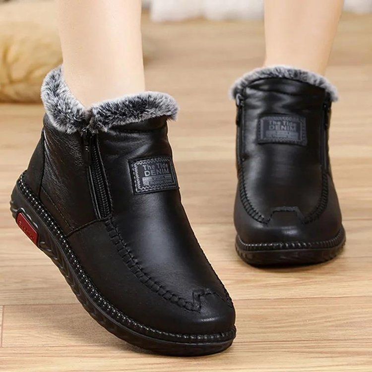Women's Winter Comfort Shoes For Elderly – Non-Slip Soft Sole, Plush Lined, Lightweight & Warm Flat Boots For Daily Wear_voghion.com