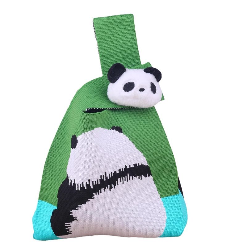Panda Opa Große Kapazität Gestrickte Schulter Chengdu Mode Reise Urlaub Multifunktionale Tragetasche Handtasche Tote_voghion.com