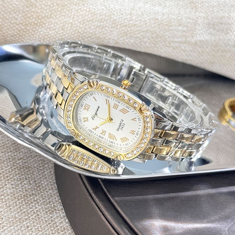 Orologio da donna con diamanti, quadrante quadrato ovale, temperamento alla moda, regalo per lavoro, tutti i giorni, compleanno, anniversario, San Valentino_voghion.com