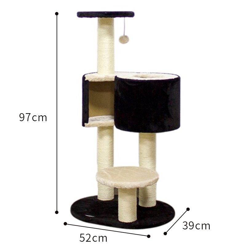 Casa de escalada con árbol integrado, marco extragrande, tabla rascadora de sisal, plataforma de salto para gatos, ahorra espacio, pulido de garras_voghion.com