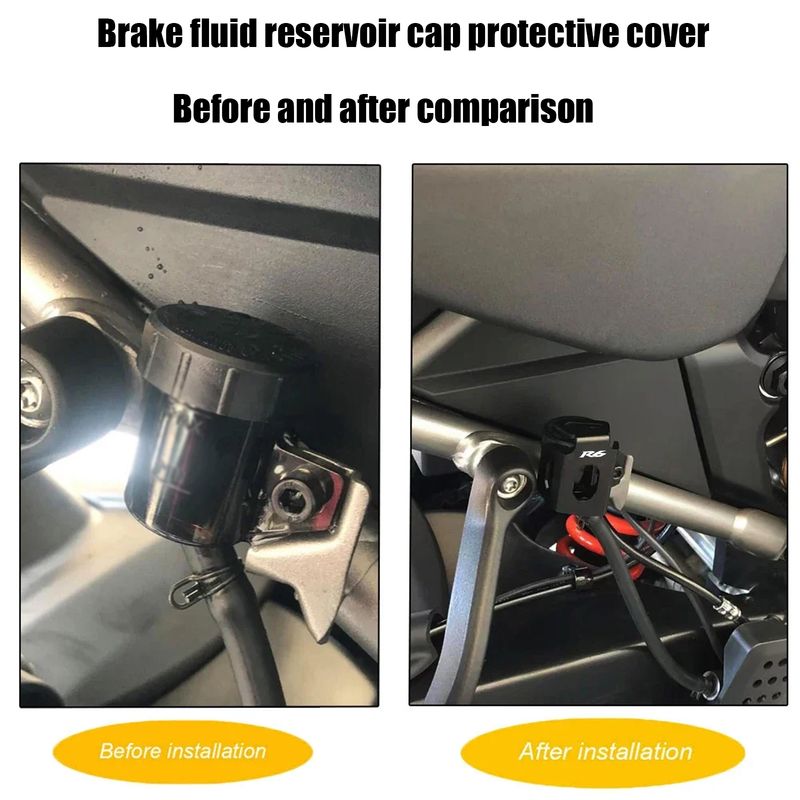 PARA YZF R6 YZFR6 YZF-R6 Accesorios de motocicleta Cubierta protectora de depósito de líquido de freno trasero de aluminio CNC_voghion.com