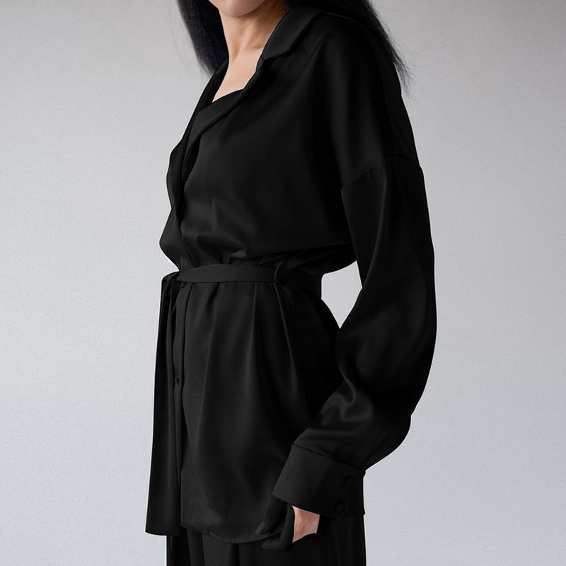 Abbigliamento donna camicia da notte pantaloni larghi e comodi seta casual signore casa vestiti abito francese_voghion.com