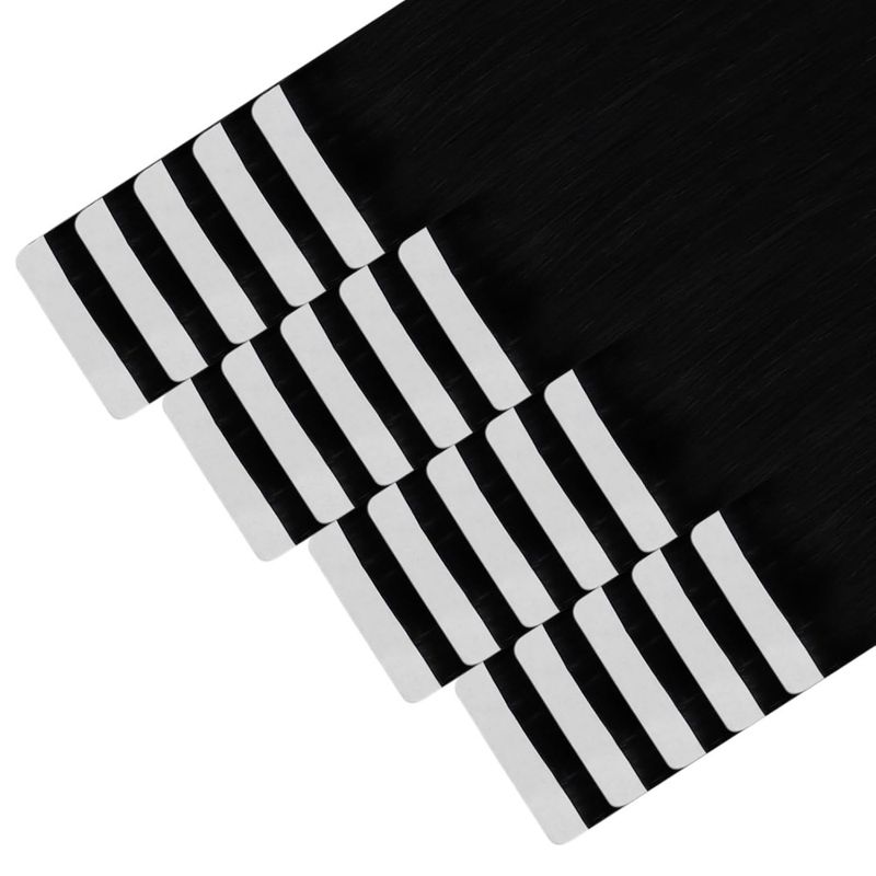 Glattes, natürliches Echthaar, selbstklebende Tape-In-Extensions, unsichtbar, 100 % Echthaar, Tape-In-Haarverlängerungen, Farbe Nr. 1_voghion.com