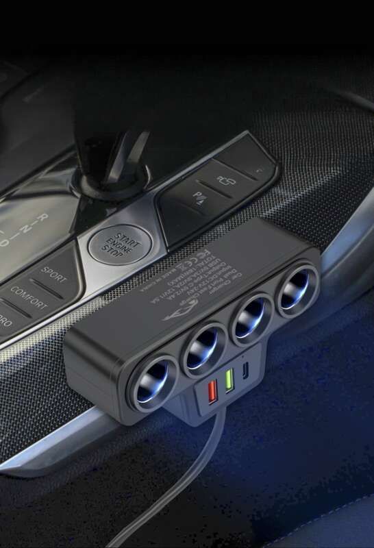 Allume-cigare universel 1 à 4, avec interface de charge rapide QC3.0 + USB + PD, 12 V/24 V, 2025_voghion.com