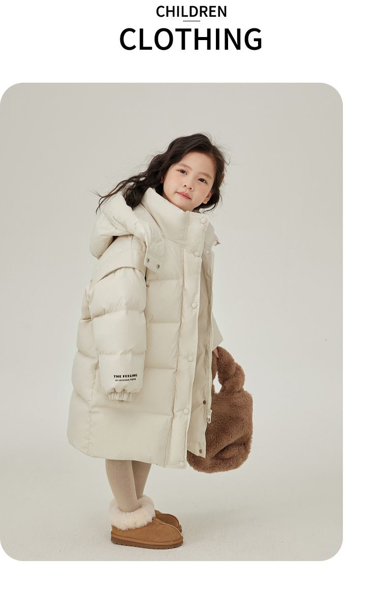 Lange, knielange Daunenjacke aus Baumwolle für den Winter, dick, warm, modischer Baumwollmantel für mittlere und große Kinder, lässige Baumwolljacke_voghion.com