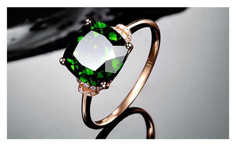 Anel de esmeralda ZDADAN Sterling Sier 8 mm para mulheres temperamento zircônia anéis de dedo joias presente_voghion.com
