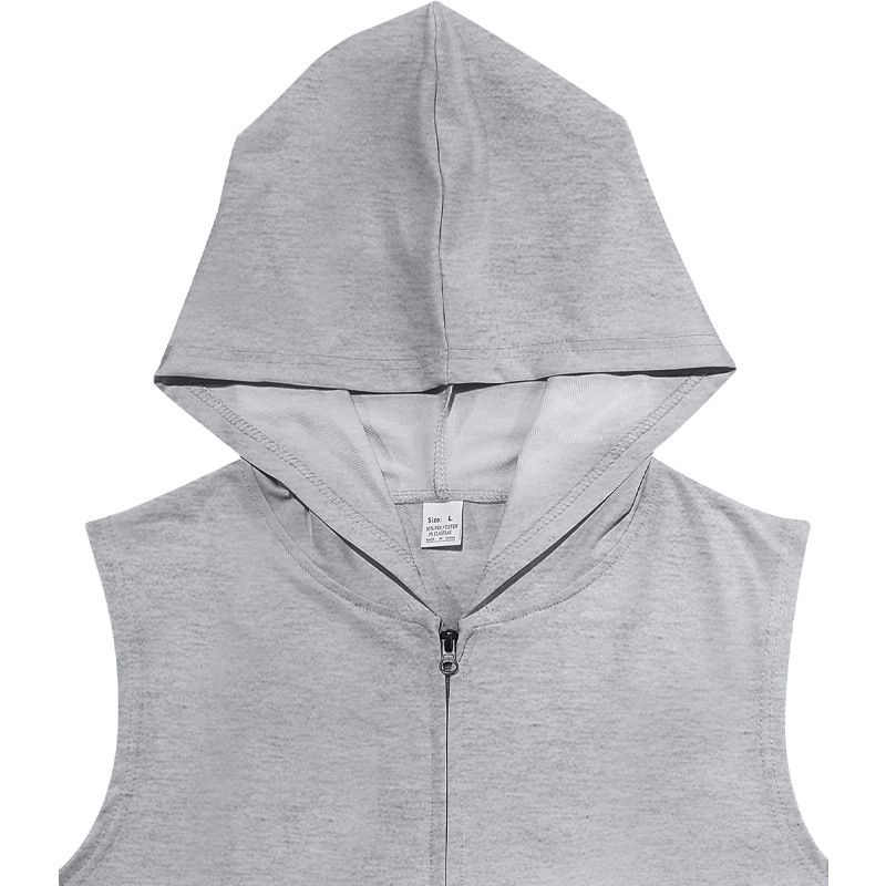Herren Sommer Unterhemd mit Kapuze Sport Fitness Training Reißverschluss Strickjacke Ärmellose Weste Tops_voghion.com
