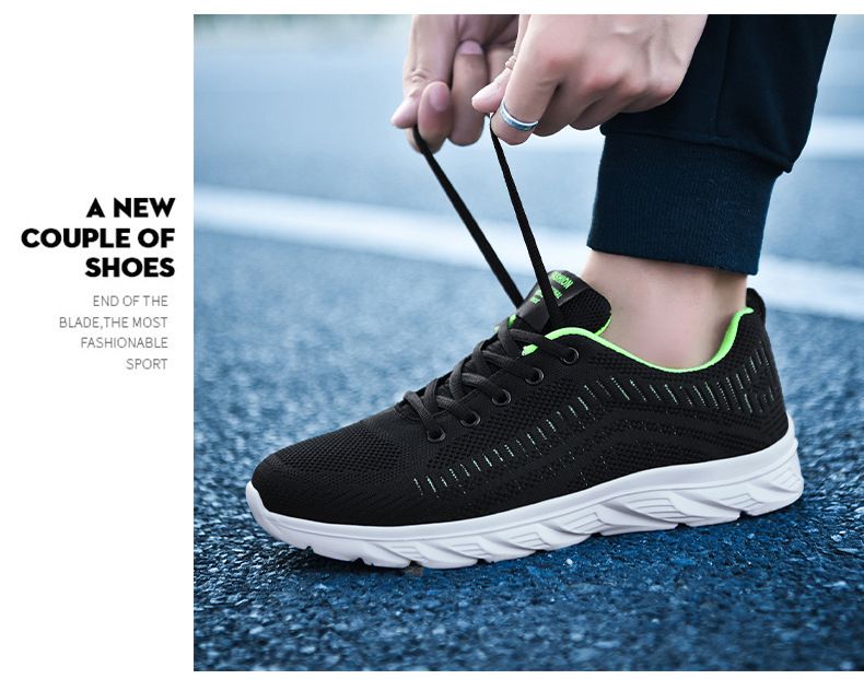 Scarpe da ginnastica da uomo alla moda in maglia con lacci, scarpe da ginnastica da passeggio per corsa atletica all'aperto_voghion.com