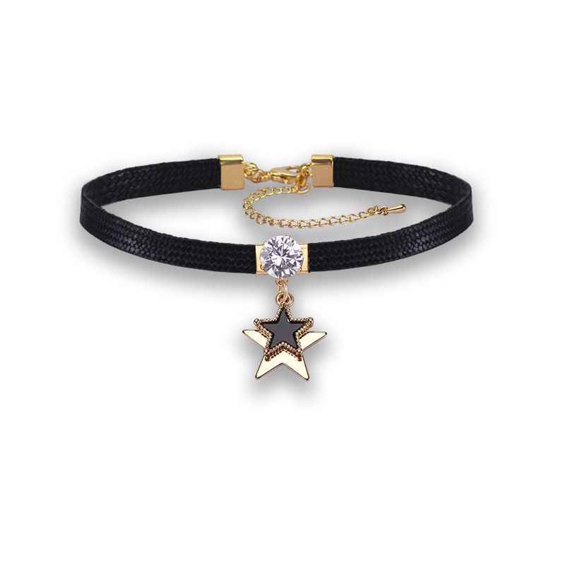 Collana coreana per donna, stile fresco, catena per clavicola, girocollo corto, nero, gioielli da collo_voghion.com