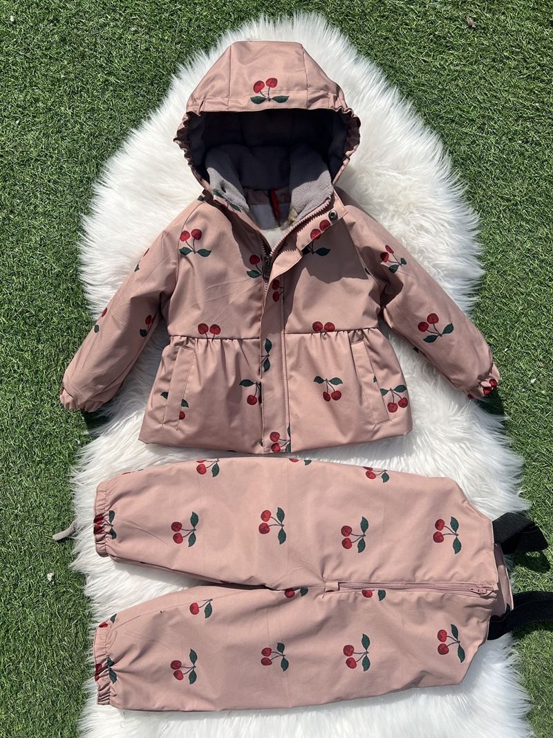 Girls' Spring Outfit Set - Floral Print Long Sleeve Top & Pants, Soft Pink & Neutral Tones, Comfortable & Stylish For Ages 3-8_voghion.com