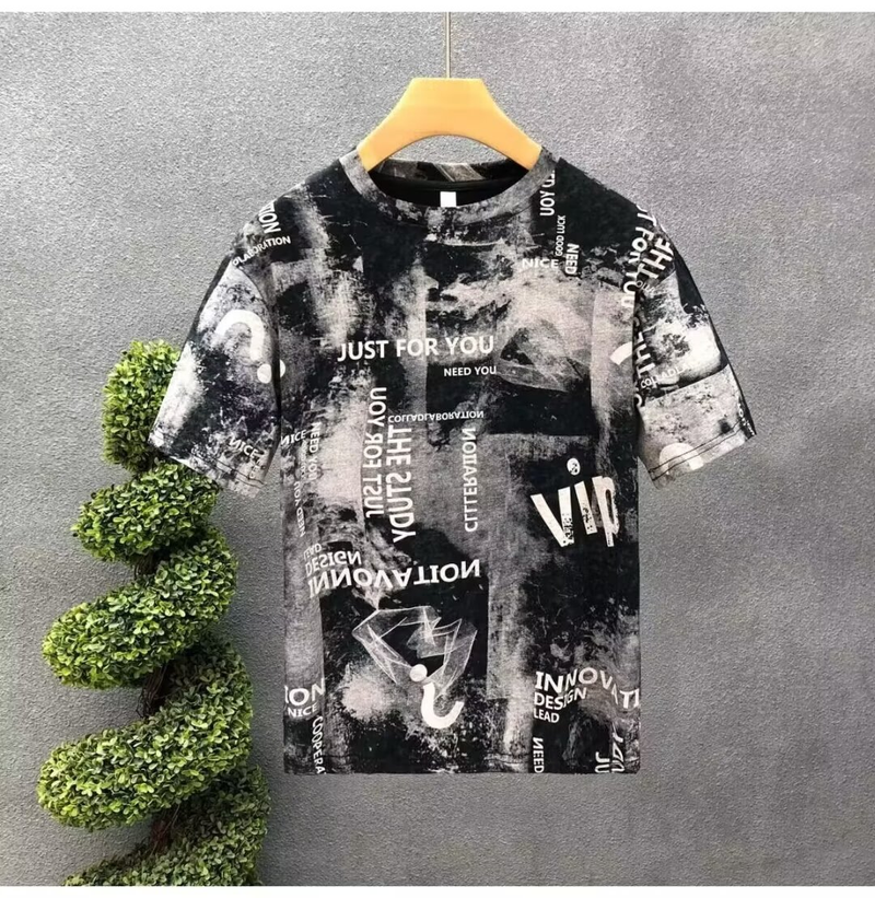 Summer New Short T-shirt For Men Korean Tie Dyed Men's Youth Casual Loose Half Sleeved Upper Garment_voghion.com