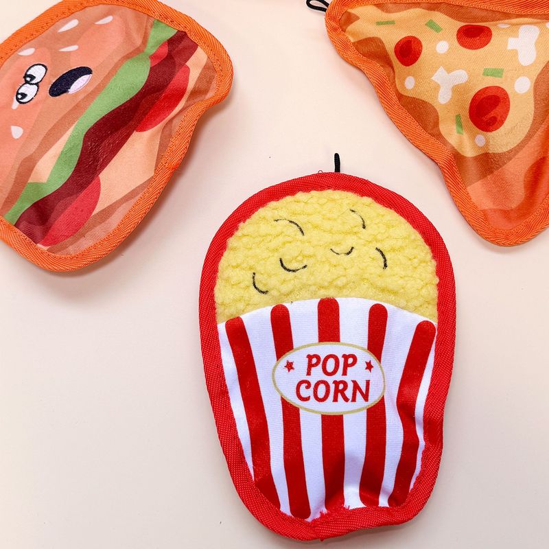Giocattolo da masticare per animali domestici a forma di hamburger masticabile resistente per la pulizia dei denti e l'intrattenimento, con suono di peluche._voghion.com