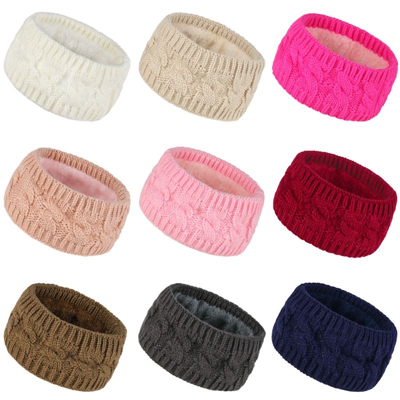Bandeau en peluche tricoté en laine frite torsadée, couvre-chef élargi pour hommes et femmes, automne et hiver, chaud, sport, oreille_voghion.com